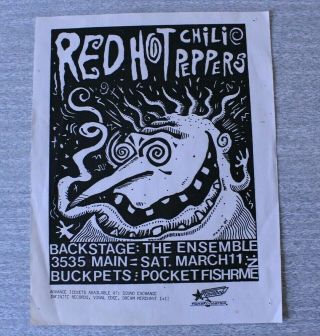 Red Hot Chili Peppers Concert Flyer Ensemble Theatre Houston 1989 Frank Kozik