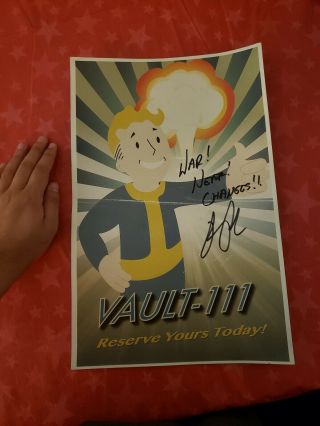 Fallout Poster Signed By The Narrator Of Fallout 1,  2,  3 And Newvegas Ron Perlman