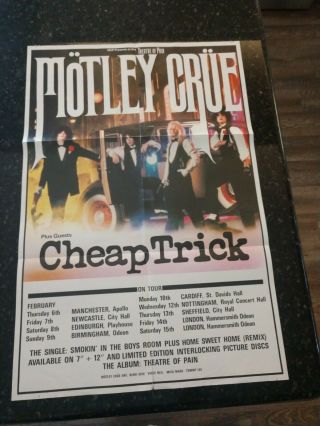Motley Crue - 1986 Offical Uk Tour Poster - W/ Trick - Music Memorabilia