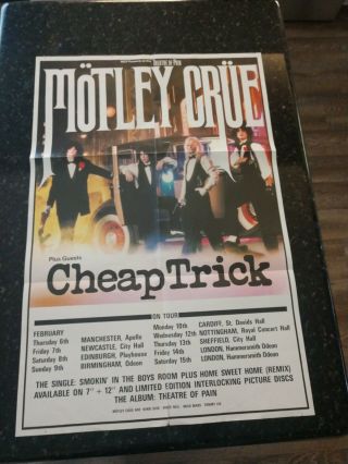 MOTLEY CRUE - 1986 OFFICAL UK TOUR POSTER - W/ TRICK - MUSIC MEMORABILIA 3