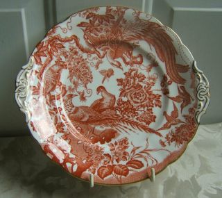 Royal Crown Derby Red Aves Tabbed Cake Plate
