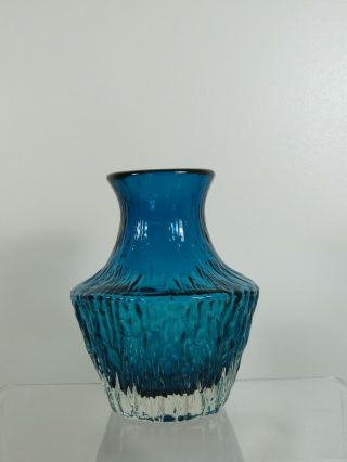 Stunning Whitefriars Glass Kingfisher Pot Belly Vase Geoffrey Baxter Perfect