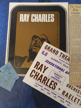 Rare Ray Charles Programme,  Hand Bill Flyer.  Etc.  1968
