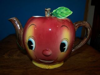 Vintage Anthropomorphic Py Red Apple Wall Pocket Teapot Shaped