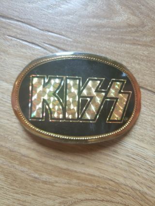 Kiss 1977 Pacifica Kiss Belt Buckle [black With Silver Logo] Aucoin Rare
