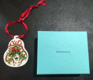 Tiffany & Co.  " Tiffany Holiday " Flat Pear Porcelain Ornament