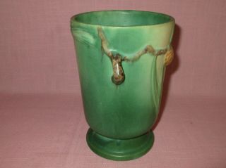 Roseville Pottery Arts & Crafts Green Handled Pinecone Vase 704 - 7 1935 7 1/4 