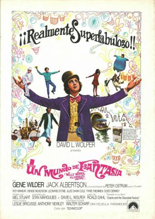 G6476 Willy Wonka And The Chocolate Factory Gene Wilder Orig Spanish Pressbook