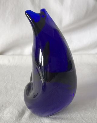 Rare Trial Piece Sarah Cowan Designed Cat Sculpture Okra Art Glass C1999 Ltd Edn