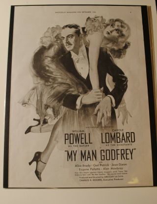1936 Carole Lombard In My Man Godfrey Vintage Movie Advertisement