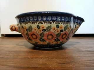 Polish Pottery Ceramika Artystyczna Boleslawiec Batter Bowl Blue 9 " Country