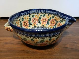Polish Pottery Ceramika Artystyczna Boleslawiec Batter Bowl Blue 9 