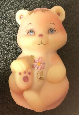 Fenton Glass Bear Hand Painted And Signed By Marilyn Wagner Rare Burmese
