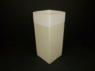 Vtg Italian Pottery Bitossi White Square Slab Vase 9.  5 