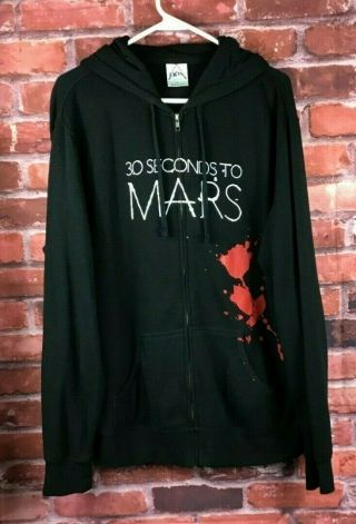 Apx 30 Seconds To Mars Black Graphic Band Hooded Jacket This Is Who I Am Sz L