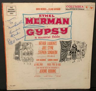 Autograph Ethel Merman Signed Gypsy Lp To Emmy Winning Director Marshall Flaum
