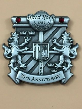 Hard Rock Cafe Pin Stockholm 30th Anniversary Staff Shield Le80