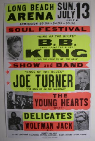 Bb King Joe Turner The Young Hearts Wolfman Jack Globe Concert Tour Poster