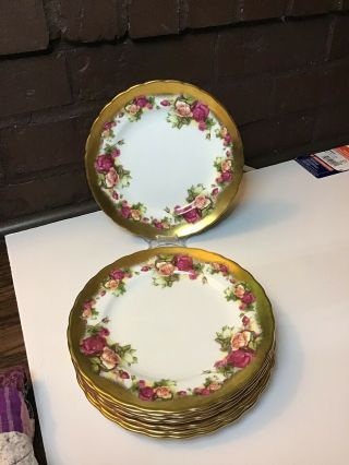 Vintage Royal Chelsea ‘Golden Rose’ 8 Inch Salad/Luncheon Plate set of 4 3