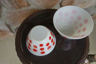 Vintage Red Polka Dot Fire King Nesting Bowl Mixing Set of Two 7
