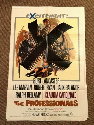 Vintage 1966 The Professionals U.  S.  1 - Sheet Movie Poster Western Crime