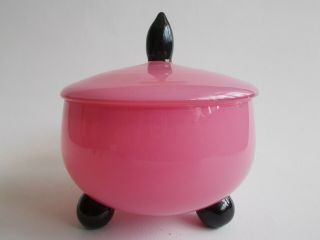 Loetz Art Deco Pink Tango Glass Dressing Table Powder Bowl C1925 Michael Powolny