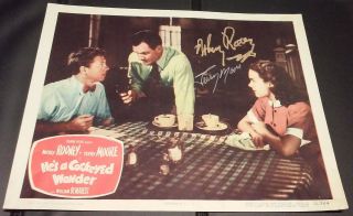 Terry Moore,  Mickey Rooney - 1950 Movie Lobby Card - Signed By Both In Person