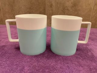 Tiffany & Co.  Color Block Mug Cup 2 Set Fine Bone China Light Blue Made In Japan
