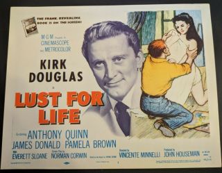 Lust For Life 1956 Mgm Title Lobby Card Kirk Douglas Very Fine