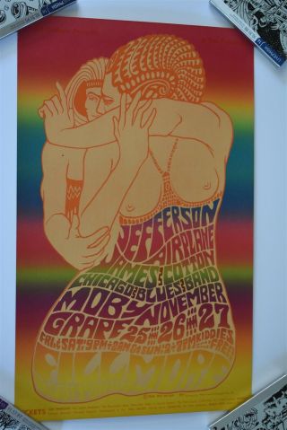 Jefferson Airplane Moby Grape Fillmore Poster Bg - 39 Ex 3rd Printing Authentic
