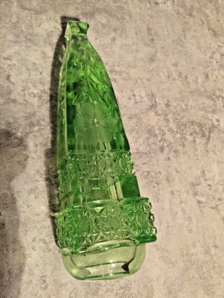 Green Vaseline Antique Carnival Glass Car Flower Vase
