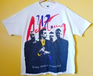Vtg 90s 1992 1993 U2 Achtung Baby Zoo Tv World Tour T - Shirt Hanes Sz Xl