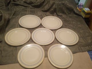7 Syracuse Old Ivory Sherwood 2 Salad Plates - Blue Laurel 2 Bread Plates.  3 7 
