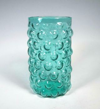 Blenko Glass Wayne Husted Vineyard Bubble 6041 Sea Green Mid Century 1960s Vase