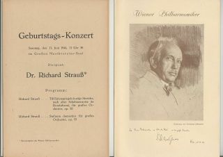 Richard Strauss 80th Birthday Concert Vienna 1944 Karl BÖhm Vintage Program