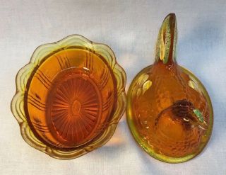 Fenton Art Glass Hand Painted Orange Slice Covered Chicken / Hen On Nest 7
