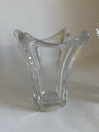 Elegent Crystal Daum France 4” Flower Vases - Signed 2
