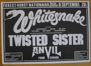 Whitesnake Twisted Sister Anvil Silkscreen Concert Poster 