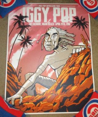 Iggy Pop Concert Gig Poster Print Miami 4 - 19 - 16 2016 Clinton Reno