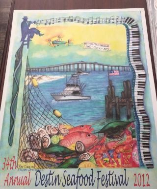 Destin Seafood Festival 2012 Poster Signed And Numbered By Artist