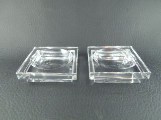 Pluton By Baccarat Crystal Set Of 2 Square Butter Pats / Open Salt Dips