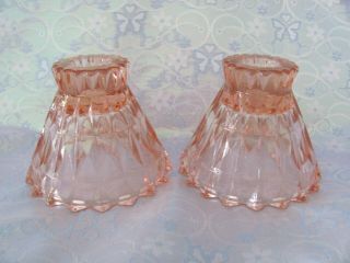 Pink Depression Glass " Windsor Diamond " Candlestick Holders