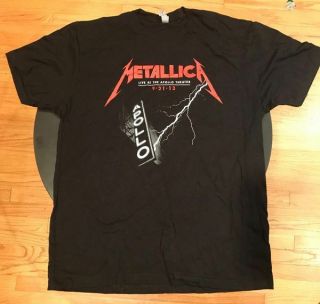 Metallica Live At The Apollo 9 - 21 - 13 Sirius Xm Concert Rare T - Shirt Size L