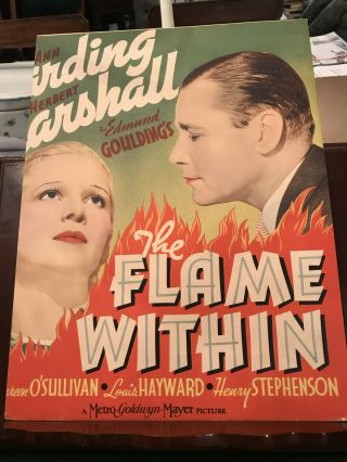 Flame Within 1935 Mgm 12x16 " Trimmed Window Card Ann Harding Herbert Marshall