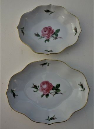 Two Meissen Relish Dishes,  Roses Decoration,  Ca.  1840 - 1870,