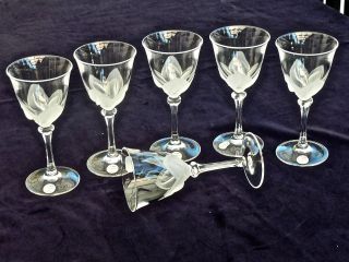 Magnificent Crystal Satin Florence Cordial Glasses Set Of 6 Boxed Durand