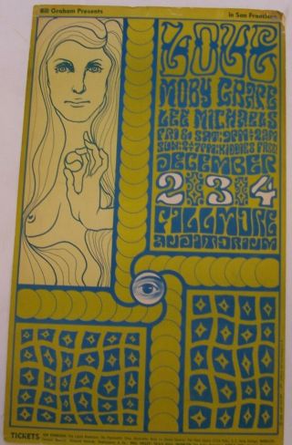 Bg 40 Love,  Moby Grape Bill Graham Fillmore Concert Poster 2nd Or 3rd Print