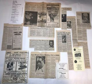 Jazz Newspaper Clippings Concert Flyer Handbills Duke Ellington Louis Armstrong