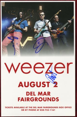 Weezer Autographed Concert Poster 2014 Brian Bell,  Rivers Cuomo,  Patrick Wilson