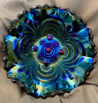 Gorgeous Purple Scroll Embossed Sauce Electric Blue Iridescence
